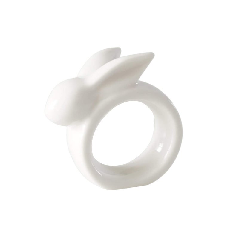 JINMURY Easter Rabbit Porcelain Napkin Rings, Set of 4 Vintage White Bunny Ceramic Napkin Rings for Easter Dinner Weddings Parties, Handmade - Image 2